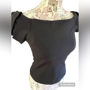 Ted Baker Puff Sleeve Black Fitted Blouse